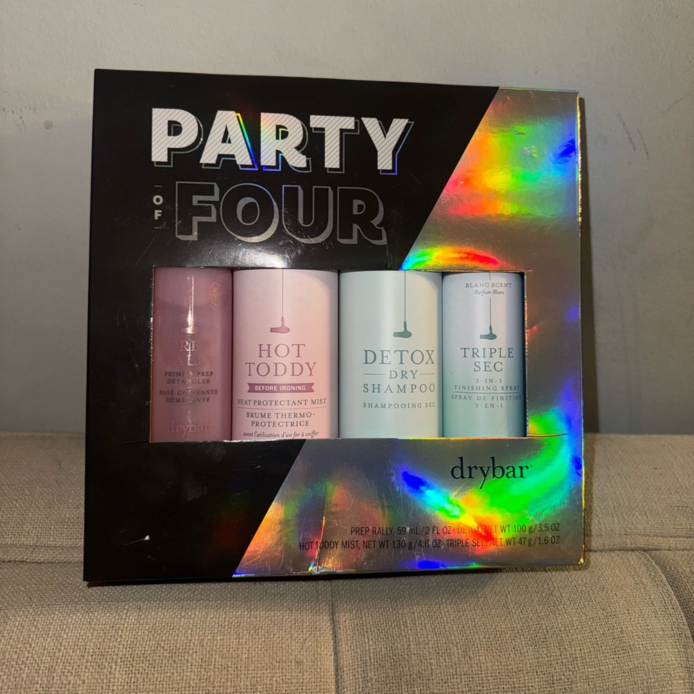 drybar Party of 4 Set Prep Rally Hot Toddy Detox Triple Sec NIB
